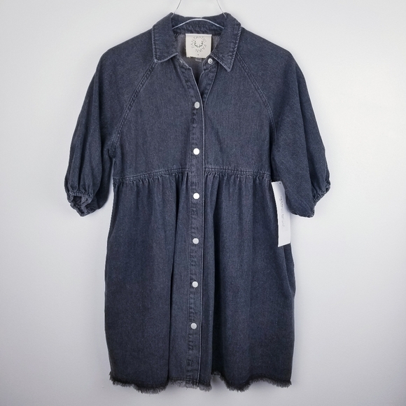 Fantastic Fawn Katy Washed Denim Babydoll Dress NWT - Picture 1 of 13